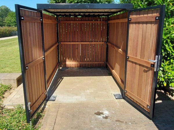 Fietsenstalling F-600 hardhout met dubbele poort