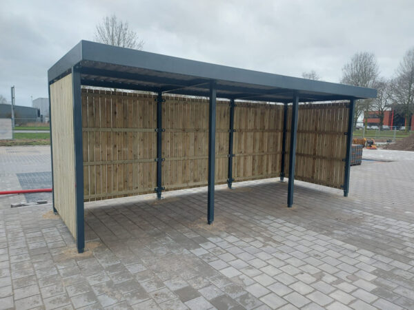 Fietsenstalling H-100 gepoedercoat geimpregneerd hout