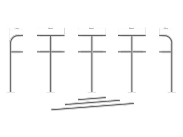 tekening fietsaanleunbeugels koppelsysteem